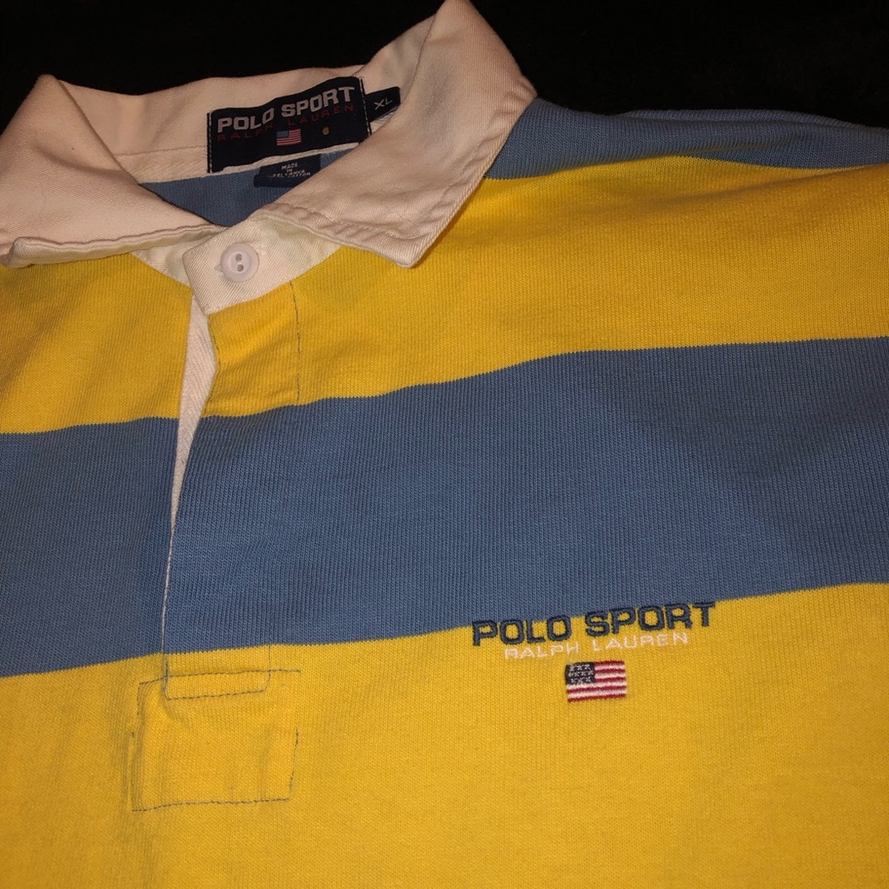Ralph Lauren Polo Sport Yellow & White Rugby Polo - Picture 3 of 9